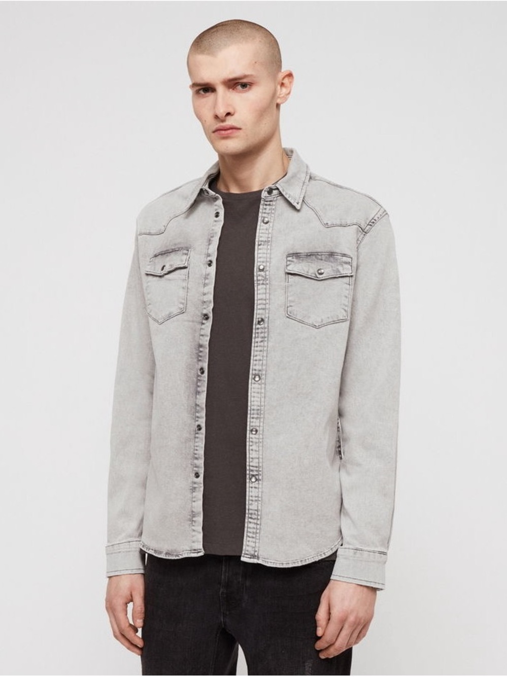 NWOT AllSaints Gilard Denim Western Shirt